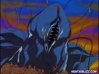 Hentai schwer groupfucked von monster- tentakeln