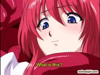 Redhead anime smashing drilled allhole by tentacles