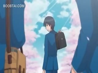 Kails pievilcīgs anime damsel jāšanās kaislīgi uz duša