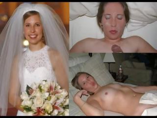 Brides nunta rochie înainte în timpul shortly thereafter compilatie încornorat facial jet de sperma
