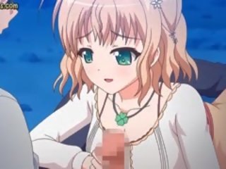 Anime kuiken liefhebbend vet phallus met haar mond