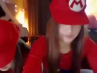 Lesbian Mario Girls Having Fun - captivating Cosplay Outfits