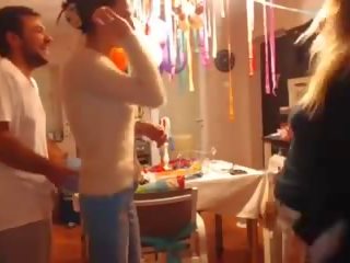 Sweetdesire and Her GF Strip in Kitchen While the lads