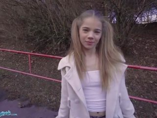 Public Agent Teen cutie Sabrina Spice gives Blowjob in Forest